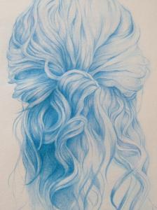 Blue Hair Twist (1st work of series) Pencil on paper original SOLD print available £45 - £80 